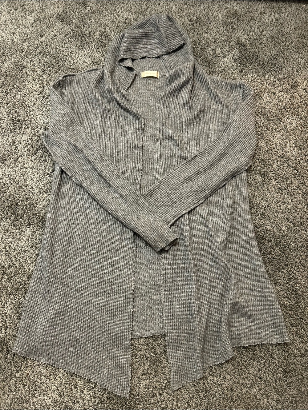 Altar'd State Women's Gray Waffle Knit Hooded Cardigan Sweater Size XS #1